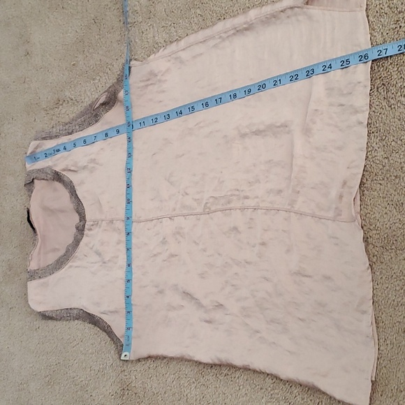 Zara L shimmery pink satin top ribbed hems wet look top shiny top sleeveless - Picture 9 of 9